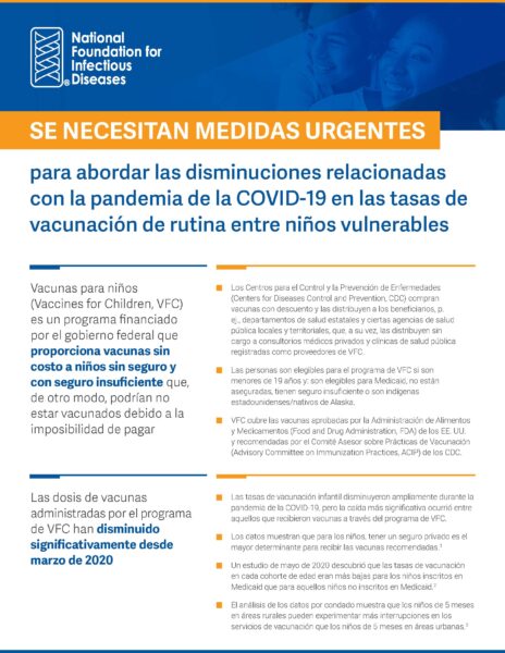 Vaccines for Children Fact Sheet (Spanish) cover