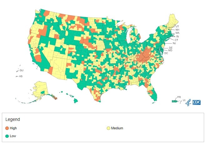 CDC Community Levels Map