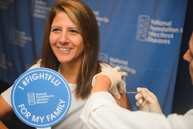 Marla Dalton getting vaccinated