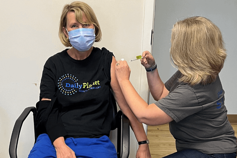 Kelly Goode Receiving Vaccine