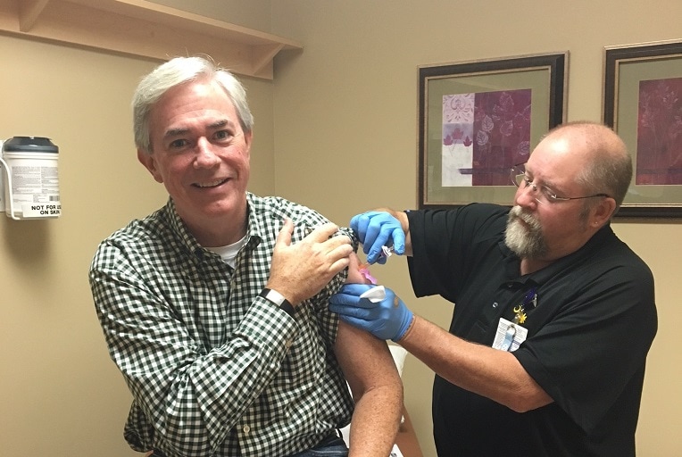 Kevin Rooney Receiving Vaccine