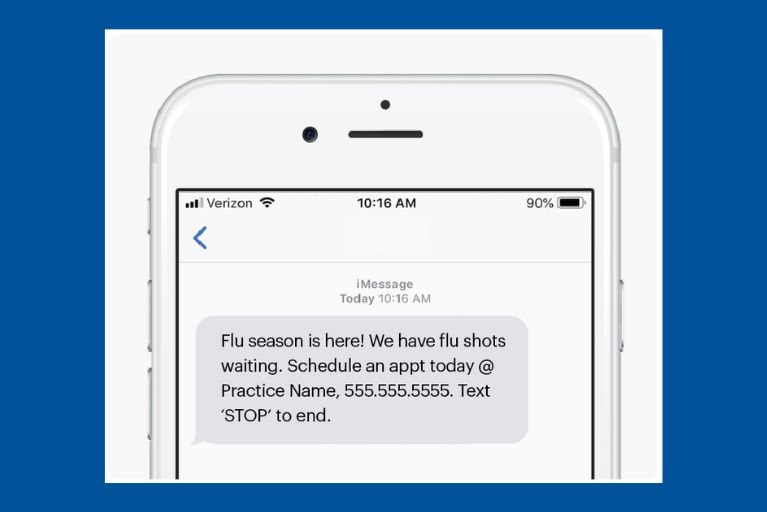 VaxCare text message for flu vaccine