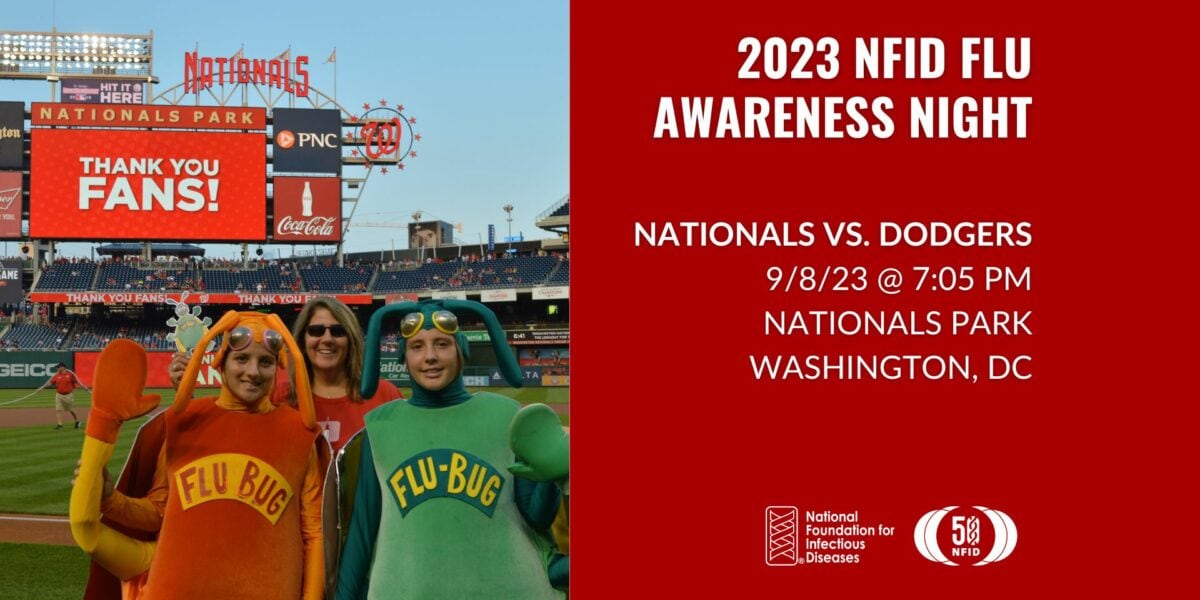 Flu Awareness Night at Nationals Game with Flu Bugs on Field