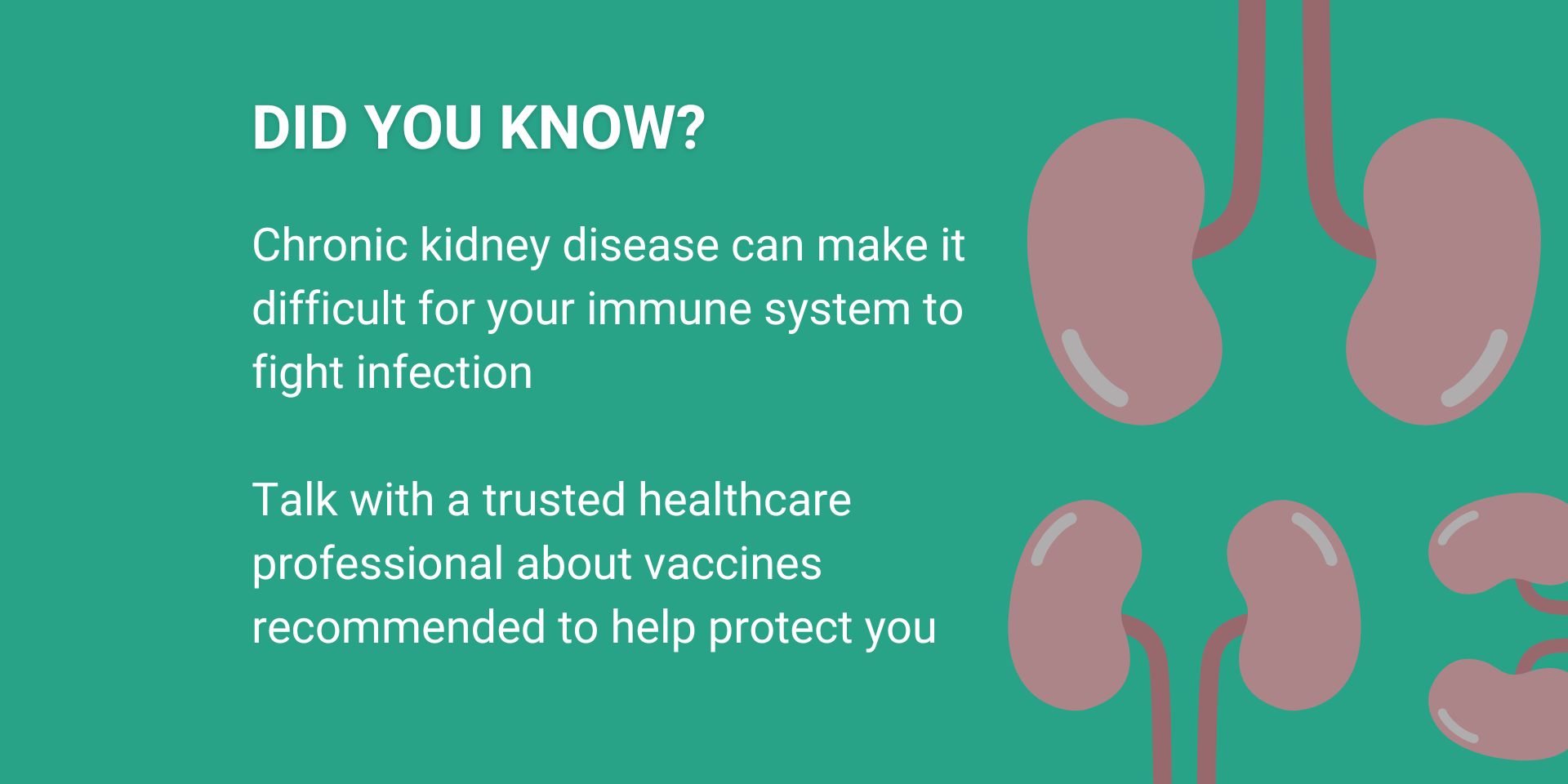 Did You Know? Chronic kidney disease can make it difficult for your immune system to fight infection?