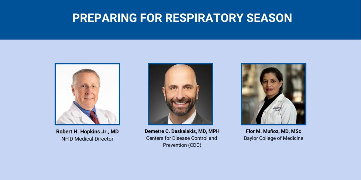 Preparing for Respiratory Season graphic featuring speaker headshots