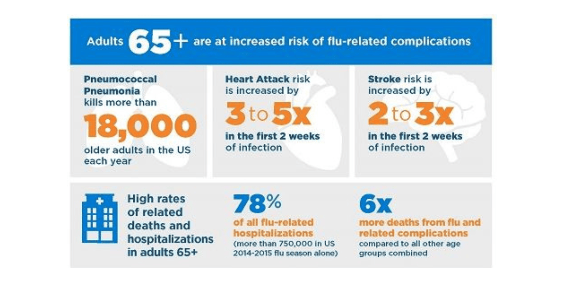 Adults 65+ are at increased risk of flu-related complications