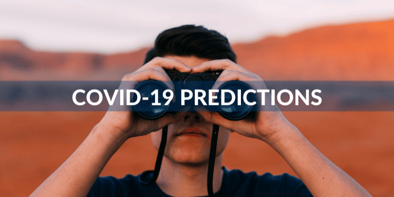 Predicciones sobre el COVID-19 Hombre mirando a través de binoculares
