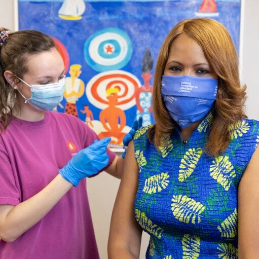 Tamera Coyne-Beasley Receiving Vaccine