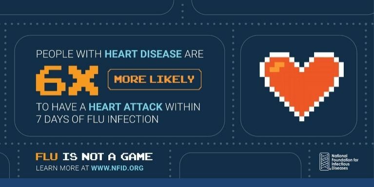 Tarjetas web de la gripe no es un juego Gráfico sobre la gripe y las enfermedades cardíacas