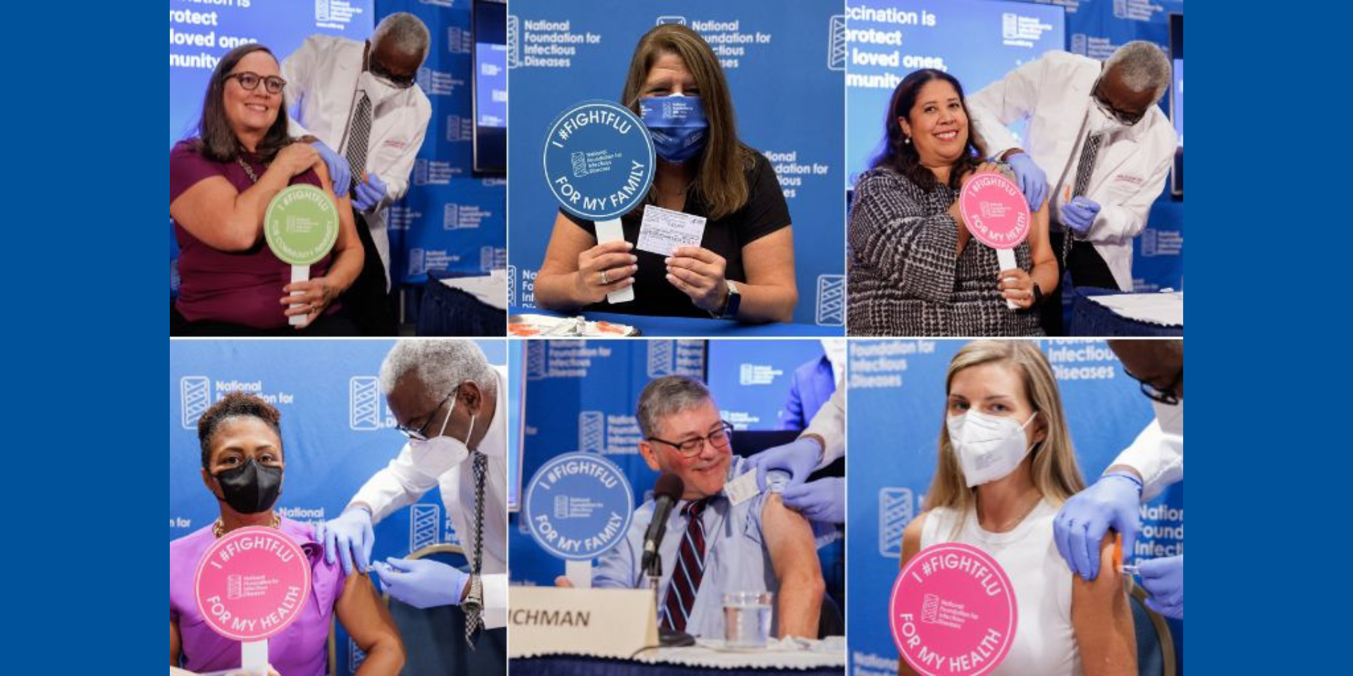 Flu-News-Conference-Vaccination-Collage-2022_Featured Image 2022 NFID Leaders Getting Vaccinated