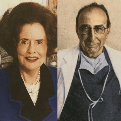 Mrs.-Albert-D.-Lasker-and-Michael-E.-DeBakey-MD-1992-Maxwell-Finland-Award-for-Scientific-Achievement-400x400